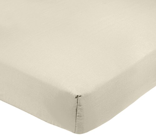 AmazonBasics - Sábana bajera ajustable (polialgodón 200 hilos) Crema - 150 x 200 x 30 cm