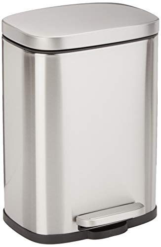 AmazonBasics Trash Can, Plata, 5L