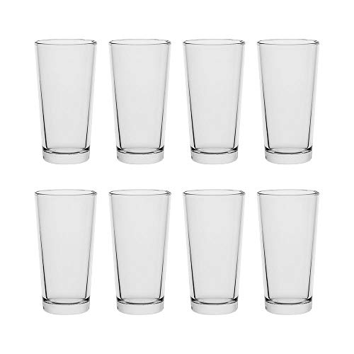 AmazonCommercial Highball Drinking Glasses, Barware Glass Tumbler, 12.5 oz., Set of 8