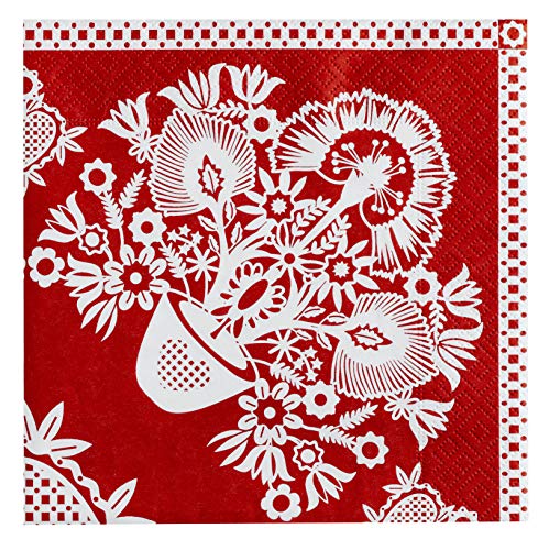 Ambiances des Alpes - Servilletas de papel, diseño de flores rojas, lote de 4