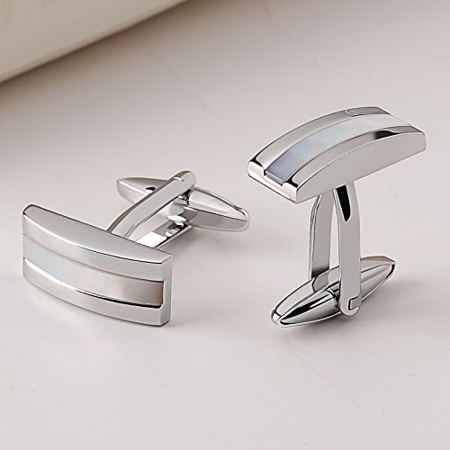 AmDxD Joyería Acero Inoxidable Camisa Hombre Gemelo Cufflink Calidad Alta Plata Elegante