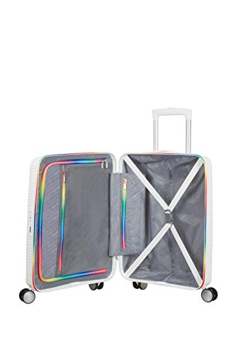 American Tourister Soundbox – Spinner Pride S (55 cm 32.5 L), Blanco (Rainbow Dots)