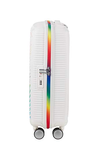 American Tourister Soundbox – Spinner Pride S (55 cm 32.5 L), Blanco (Rainbow Dots)