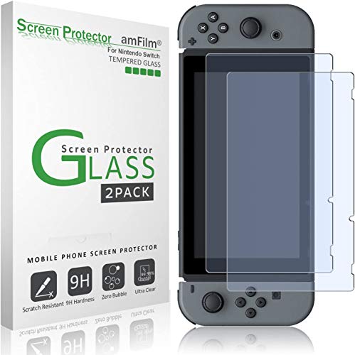 amFilm Nintendo Switch Protector Pantalla (2 Piezas), Cristal Vidrio Templado Protector de Pantalla para Nintendo Switch