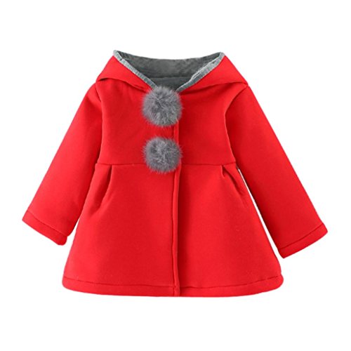 Amlaiworld Abrigos Bebé, Bebés niñas otoño Invierno Abrigo Chaqueta Gruesa Ropa Caliente 0-4 Años (Tamaño:18-30Mes, Rojo)