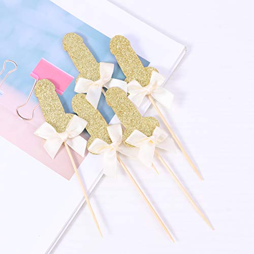 Amosfun 10 Piezas de Despedida de Soltera Cake Toppers pene con Nudo de Arco Diseñado Pastel Frutas Selecciones Postre Suministros Decorativos para una Sola Fiesta Hen Party Supplies