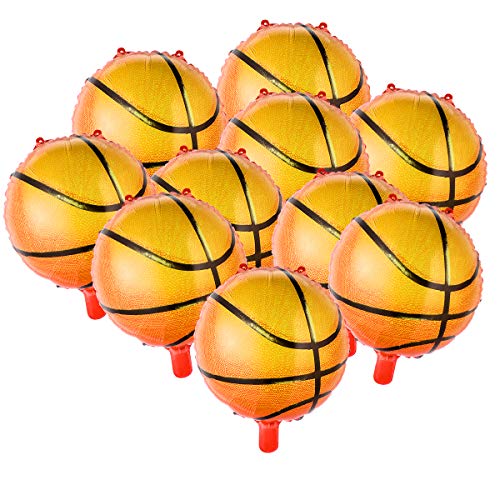 Amosfun 10 unids 18 Pulgadas Balones de Baloncesto Papel de Aluminio Globo Fuentes del Partido para cumpleaños Juego Mundial Deportes Decoración del Partido