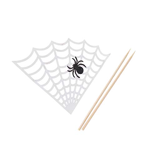 Amosfun 12Pcs Halloween Cupcake Topper Spider Web Cake Topper Halloween Party Supplies