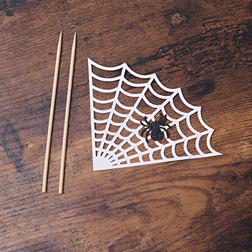 Amosfun 4Pcs Halloween Cupcake Topper Spider Web Cake Topper Halloween Party Supplies