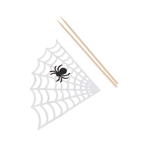 Amosfun 4Pcs Halloween Cupcake Topper Spider Web Cake Topper Halloween Party Supplies