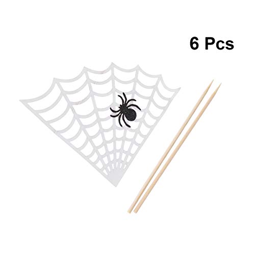 Amosfun 4Pcs Halloween Cupcake Topper Spider Web Cake Topper Halloween Party Supplies