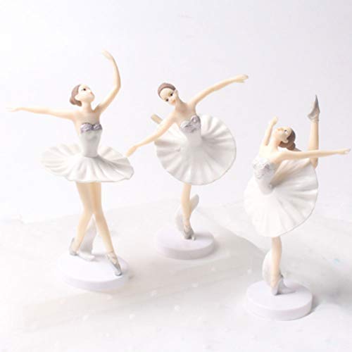 Amosfun - Juego de 3 Figuras de Bailarina para niña, Bailarina, Bailarina, Bailarina, Bailarina, Bailarina, decoración para Tartas, Fiesta de cumpleaños, Regalo Favorito para Bailarines