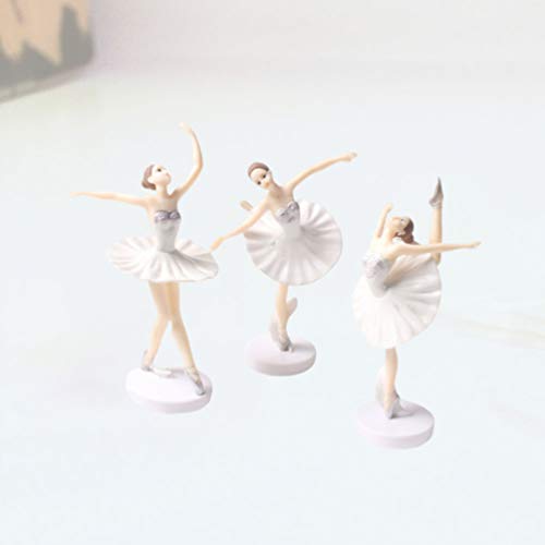 Amosfun - Juego de 3 Figuras de Bailarina para niña, Bailarina, Bailarina, Bailarina, Bailarina, Bailarina, decoración para Tartas, Fiesta de cumpleaños, Regalo Favorito para Bailarines