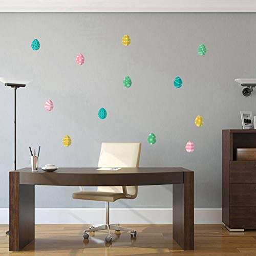 Amosfun Pascua Etiqueta de la Pared Huevo decoración de la Pared calcomanías Pascua Decoraciones de Pared Adornos 25x25cm