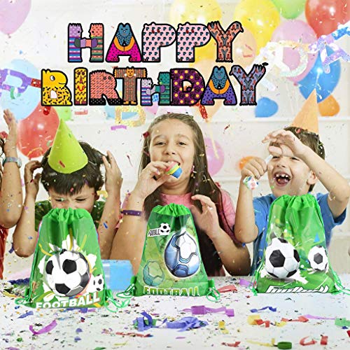 Amycute 9 pcs Mochilas fútbol de Niño, Bolsas de Cuerdas Verde Mochila Tela no Tejida Bolsa de Deportiva Fiesta Cumpleaños Mochila de Viaje Bolsa de Baile Gimnasio para Adolescentes Niñas