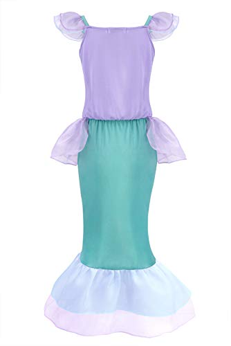 AmzBarley Disfraz sSirenita Niña Fiesta Princesa Sirena Vestido Ropa Niña Cumpleaños Accesorios Cosplay Halloween Navidad Carnaval Bautizo 5-6 Años