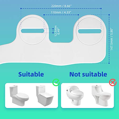 Amzdeal Bidés, Toilet Seat Bidet con boquilla doble, Bidé de asiento de inodoro de Agua Fría, y Maquinaria no Eléctrica/BC-05 Blanco