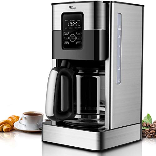 amzdeal Cafetera de Goteo - Cafetera Eléctrica Programable 24H con Filtro Reutilizable 1000W, Función Aroma & Autolimpieza, Mantener Caliente 4H, Pantalla Táctil LCD, Temperatura Ajustable, 1,8L