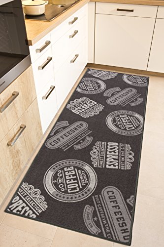 andiamo 291165 Camino de Cocina Coffee Shop Puente Alfombra Pelo Corto Alfombra Oeko-Tex 100 Camino de Cocina, Poliamida, Antracita, 67 x 120 cm