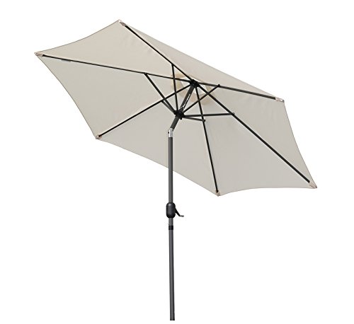 Angel Living 300cm Parasol de Aluminio con Inclinación, con Manivela, Sombrilla con Mástil de Aluminio de 38mm para Patio Terraza Playa (Crema)