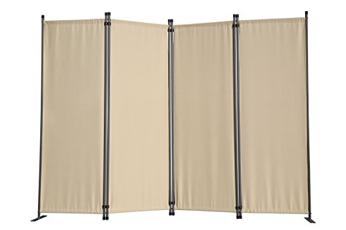 Angel Living Biombo Separador de 4 Paneles, Decoración Elegante, Separador de Ambientes Plegable, Divisor de Habitaciones, 225X165 cm (Beige)