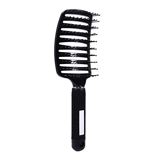 ANGGREK Cepillo de ventilación Antiestático Curvado Vent Peine para el Cabello Masajeador Cepillo para el Cabello Flex Styling Secado por soplado Glide Salon Herramienta de peluquería(Negro)