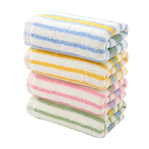 Angoily 4 Unids/Set Toallas de Mano Toallas Faciales de Algodón a Rayas Toallas de Baño Absorbentes Suaves Toallas Faciales de Secado Rápido Gimnasio SPA Toallas para Baño Hotel en Casa