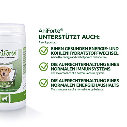 AniForte Thick Shield para Perros (10-35kg) 60 cápsulas. Producto 100% natural. Complejo de Vitamina B que Actúa como Escudo Anti-Garrapatas y Parásitos.