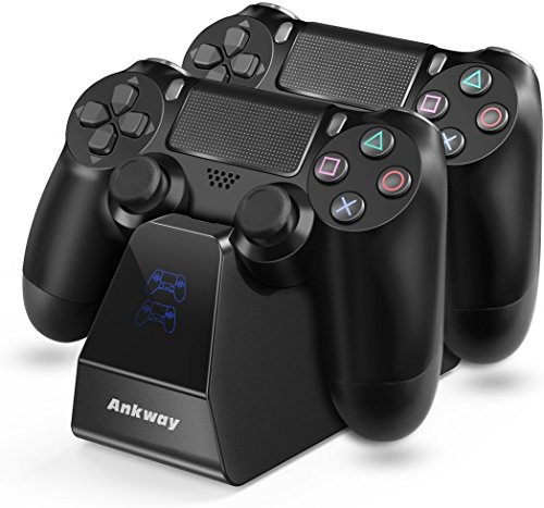 Ankway Cargador para control de PS4, Estación de carga rápida dual para PS4 con indicador LED, Accesorios para control de Playstation 4/PS4 Pro/PS4 Slim