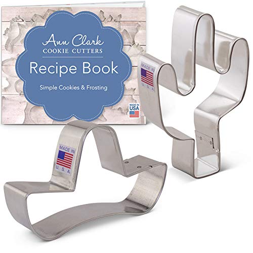 Ann Clark Cookie Cutters Juego de 2 cortadores de galletas Cinco de Mayo / herencia mexicana con libro de recetas, sombrero y cactus