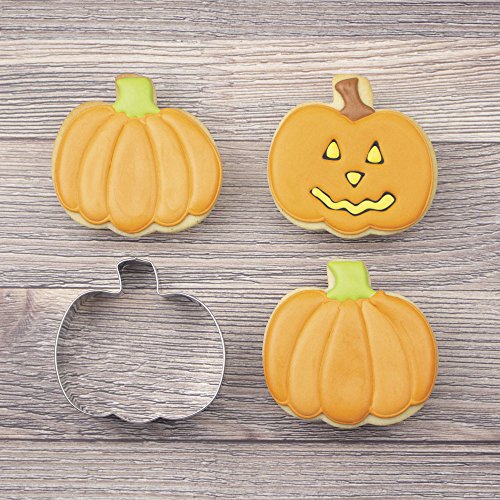 Ann Clark Cookie Cutters Juego de 2 cortadores de galletas otoño/Halloween con libro de recetas - 7,8 y 10 cm - Acero fabricado en EE. UU.