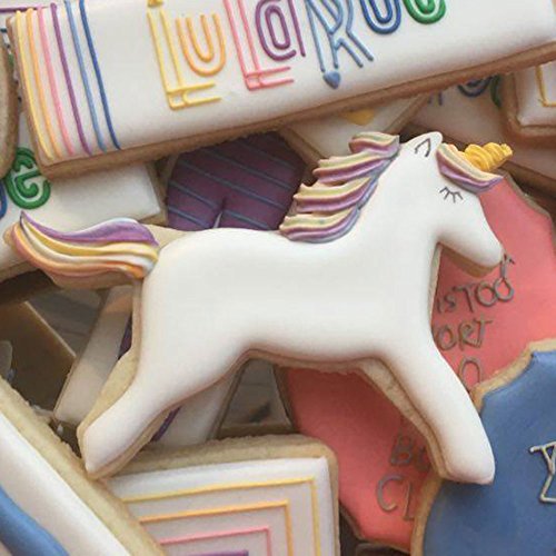 Ann Clark Cookie Cutters Juego de 3 cortadores de galletas unicornio fantasía con libro de recetas, cabeza de unicornio, unicornio y arco iris - Acero fabricado en EE. UU.