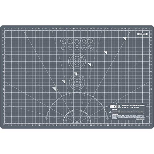 ANSIO A3 Doble Cara Autocuración 5 Capas de Corte Mat Imperial/Métrica 17 Pulgadas x 11 Pulgadas / 44 cm x 29 cm - Marrón/Gris