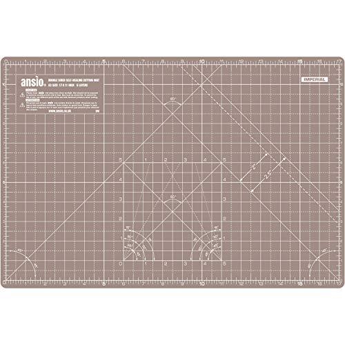 ANSIO A3 Doble Cara Autocuración 5 Capas de Corte Mat Imperial/Métrica 17 Pulgadas x 11 Pulgadas / 44 cm x 29 cm - Marrón/Gris