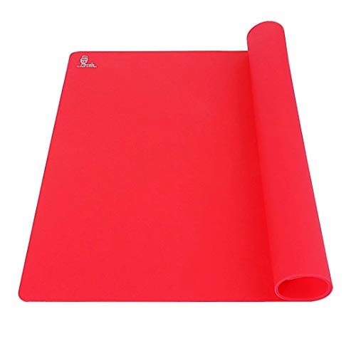 Antiadherente tapete de silicona de doble grosor/estera para hornear extra grande para colchoneta antideslizante resistente al calor, protector de encimera,estera de arte y manualidades 60×40cm Rojo