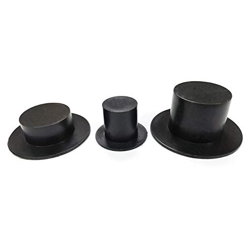 Anyasen 60 Piezas Mini Sombreros de Copa Negro Sombreros de Muñeco de Nieve de Miniatura Sombrero de Copa Plástica Sombreros de Copa Mini Muñeco de Copa en Miniatura Hats para Manualidades Bricolaje