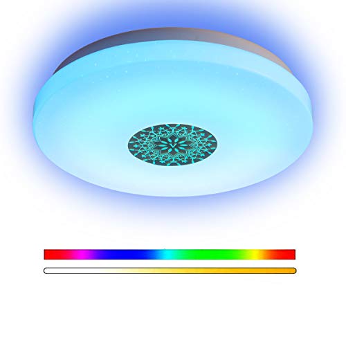 ANYES Luz de techo moderna inteligente Wifi Control de voz Adecuado para sala de estar Dormitorio Cocina, Lámpara de techo LED de color atenuado