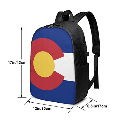 AOOEDM Bandera del Estado De Colorado Mochila USB Mochila para portátil de 17 Pulgadas Correa de Hombro Ajustable Hombres y Mujeres Viajes de Negocios Mochilas Escolares universitarias