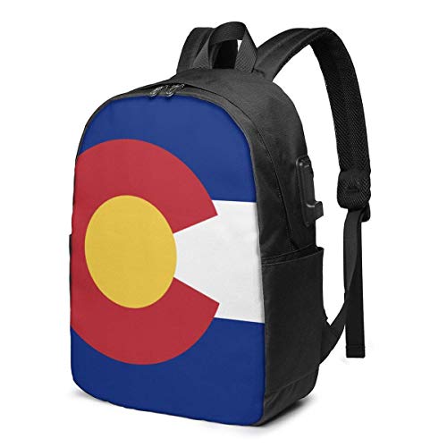 AOOEDM Bandera del Estado De Colorado Mochila USB Mochila para portátil de 17 Pulgadas Correa de Hombro Ajustable Hombres y Mujeres Viajes de Negocios Mochilas Escolares universitarias