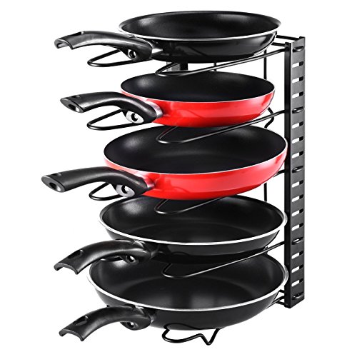 Aookey Pan Bakeware Organizador Rack de Almacenamiento, Utensilios de Cocina Ajustable Panera Soportes de la Tapa del Recipiente, de Acero Inoxidable