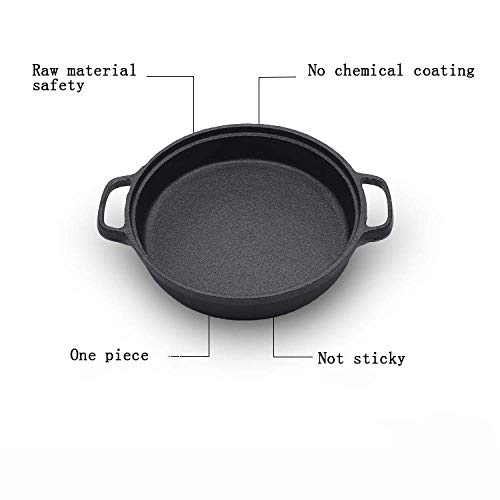 APAN Sartén Wok de Hierro Fundido Olla de Hierro Fundido de Baja emisión de Humo Olla a Gas Antiadherente sin Revestimiento Sartén Universal Teppanyaki Wok Infinito,25cm