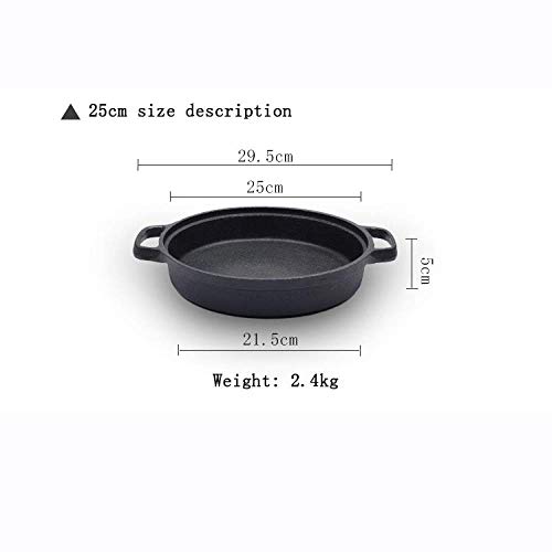 APAN Sartén Wok de Hierro Fundido Olla de Hierro Fundido de Baja emisión de Humo Olla a Gas Antiadherente sin Revestimiento Sartén Universal Teppanyaki Wok Infinito,25cm