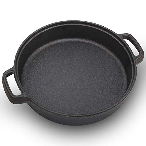 APAN Sartén Wok de Hierro Fundido Olla de Hierro Fundido de Baja emisión de Humo Olla a Gas Antiadherente sin Revestimiento Sartén Universal Teppanyaki Wok Infinito,25cm