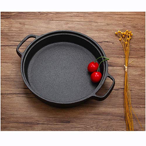 APAN Sartén Wok de Hierro Fundido Olla de Hierro Fundido de Baja emisión de Humo Olla a Gas Antiadherente sin Revestimiento Sartén Universal Teppanyaki Wok Infinito,25cm