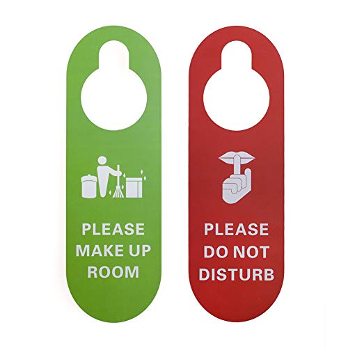 Apira (precio/paquete) doble cara Please Do Not Disturb Please Make Up Room Door Cartel de plástico para perilla de puerta, rojo y verde, talla única