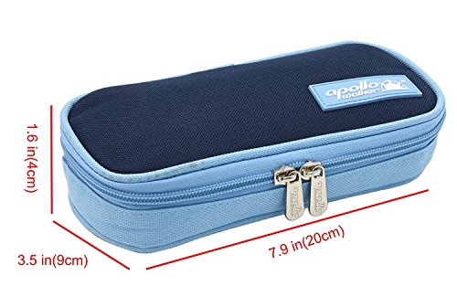 Apollowalker Bolsa diabética Enfriador de insulina Bolsa Bolsa de jeringas para la diabetes, insulina y medicamentos 20x4x9cm (azul + 2 Bolsas de hielo)