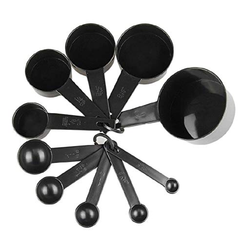 Appearancees - Juego de 10 cucharas medidoras de plástico Negro para Hornear, café, té, 1/4 SP- 1/2 sp-1tsp-1/2 tbsp- 1 Cucharada