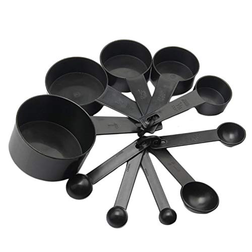 Appearancees - Juego de 10 cucharas medidoras de plástico Negro para Hornear, café, té, 1/4 SP- 1/2 sp-1tsp-1/2 tbsp- 1 Cucharada