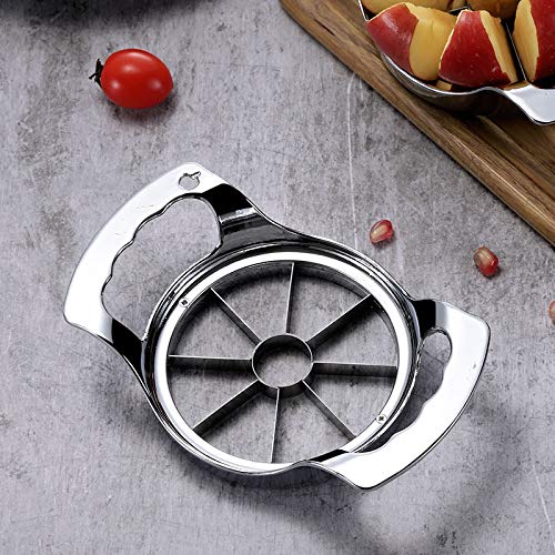 Apple Slicer - Cortador de manzanas extra grande de 8 hojas, ultra afilado para manzanas, fácil agarre, apto para lavavajillas (plata)