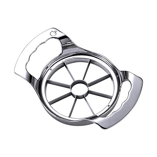 Apple Slicer - Cortador de manzanas extra grande de 8 hojas, ultra afilado para manzanas, fácil agarre, apto para lavavajillas (plata)